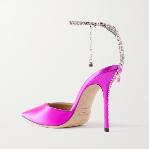 New JIMMY CHOO Saeda 100 crystal-embellished satin pumps 38 $1,125 - Picture 10 of 17